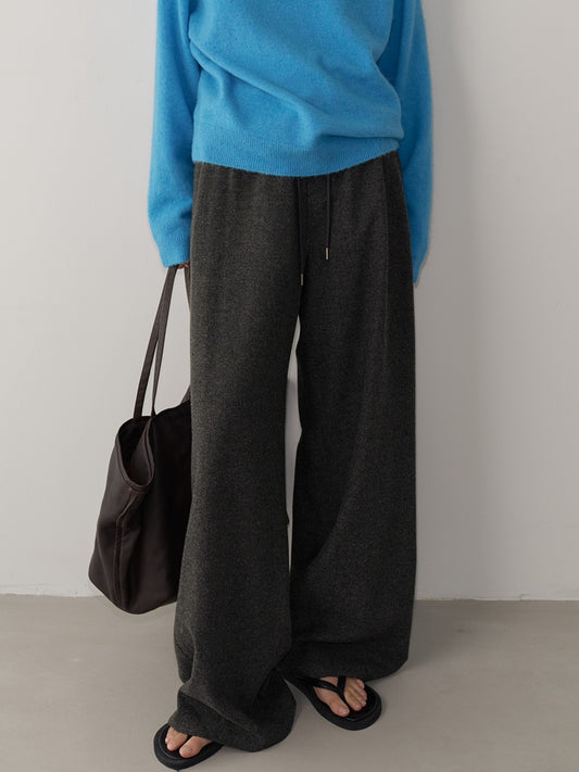Relaxed Wool Banding Pants_dark charcoal