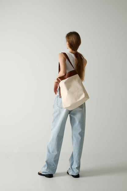 Langres Big Bag_cognac ecru